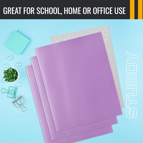 Image of Better Office Products 2 Pocket Glossy Laminated Lavender Paper Folders, Box of 25, Letter Size, Lavender Light Purple Paper Portfolios, 25 Pack