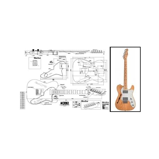 Plan de Fender Telecaster Thinline Guitarra Eléctrica - Impresión a Escala Completa