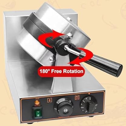 ELIKBH Burger-Maschine, 180°-Drehung, elektrische Waffeleisenmaschine, Eiscreme, 50–300 °C, einstellbare Temperatur, elektrische Waffeleisenmaschine, 1300 W, Haushalts-Hamburgermaschine(A) – Bild 7
