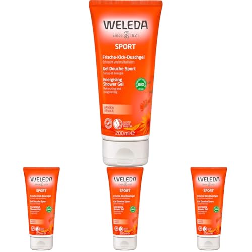 Weleda – Gel de Ducha Sport, Limpia sin Resecar, Revitaliza la Piel y Relaja los Músculos, con Extracto de Árnica y Aceites Esenciales, 100% Biodegradable, Vegano, para Todo Tipo de Pieles – 200 ml