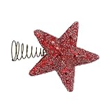 Fácil instalación: rápida de colocar, nuestra estrella para árbol de navidad está diseñada para una instalación sin esfuerzo, ahorrándole tiempo al decorar y brindándole una exhibición de estrella en la copa del árbol, decoración de copa de árbol roja de estrella de cinco puntas, estrella de árbol de navidad