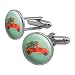 GRAPHICS & MORE Old Timey Christmas Red Truck and Tree Round Cufflink Set Silver Color