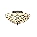 DIRYZON EUL Tiffany Style Semi Flush Mount Ceiling Fixture Antique Brass & Art Colorful Glass Shade-3 Lights