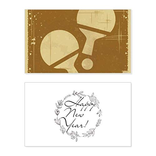 Tarjeta de Año Nuevo con ilustración de tenis de mesa para tus felicitaciones del club