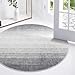 Wonnitar Modern Ombre Round Rug 4ft, Washable Grey Round Kitchen Area Rug Non-Slip Soft Circle Entry Throw Mat, Contemporary Non-Shedding Low Pile Carpet for Bedroom Laundry Bathroom (Grey, Round 4ft)