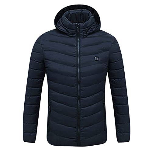 Genérico Chaqueta Calefactable Mujer con 21 Zonas de Calefacción, Abrigo con Capucha para Senderismo, Chaleco Térmico con Batería USB, 3 Niveles de Calor, Impermeable