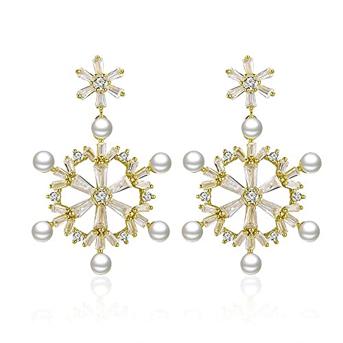 Boucles d'oreilles flocons argent 925 anti-allergie avec perles pour oreilles sensibles