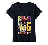 Photo Gallery donna rawr i m 6 birthday boy t-rex dinosauro maglietta con collo a v Photo Gallery donna rawr i m 6 birthday boy t-rex dinosauro maglietta con collo a v