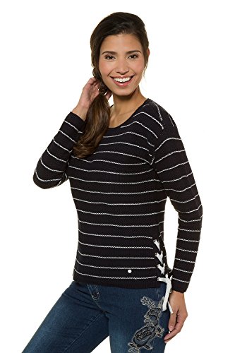GINA LAURA Pullover Streifen Schnürung Lurex