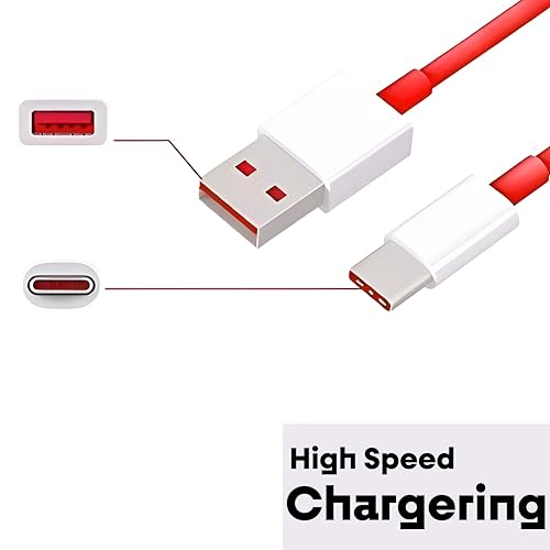 Image of Original 65W Fast Charging Adaptor and USB to Type C 150 cm Cable Compatible with Oneplus Samsung,Realme,Oppo Mobiles,Dash,Warp,Vooc,Supervooc All Protocols Supported 65 w Charger,White