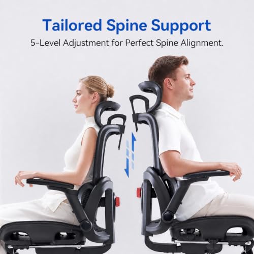 Image of SIHOO B300 PRO Comfy Ergonomic Office Chair with FOOTREST, Mesh Computer Chair with 360 FILP-up 6D Armrests, 135 Reclining, Breathable Desk Chair for Home Office, Holds 300 LBS-Black