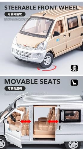 Image of 1:24 Scale Big Wuling Rongguang Van Racing Car Toy | Metal Pullback Diecast Car for Kids with Openable Doors, Sound, Light Effects Toy for Car (Color As Per Available),grey