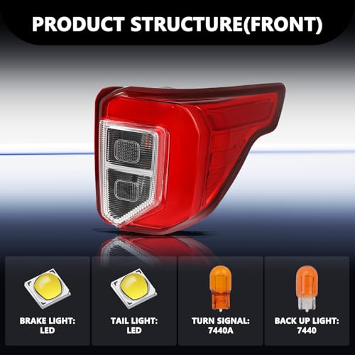 Image of Aosky LED Tail Light Assembly Compatible with 2020-2024 Ford Explorer Base /XLT /Limited /Platinum Rear Taillight Brake Signal Lamp (Black Reflector)
