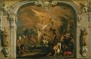 Peinture à l'huile The Baptism de Christ par Sebastiano Ricci | Toile d'art premium