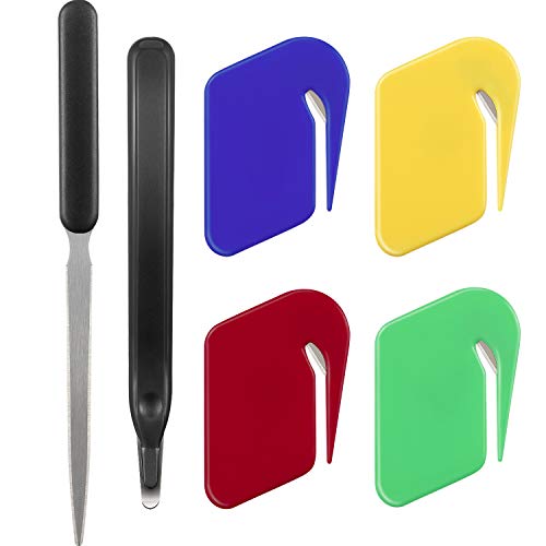 Letter Opener Envelope Slitter ?4 Colors Letter Openers with Razor Blade for Envelope?Stainless Steel Envelope Knife, Staple Removal Tool for School Office Home?6pack)