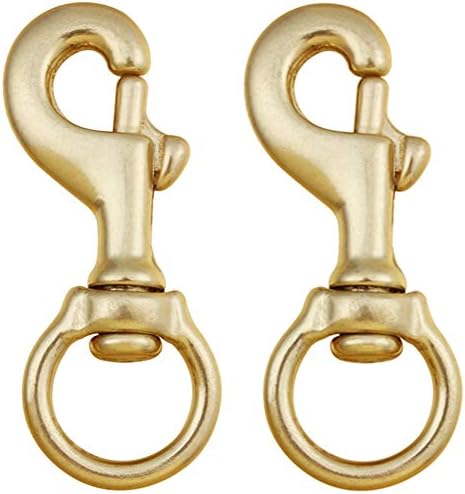 AOWESM 3-1/4 Inch Solid Brass Swivel Bolt Snap Hooks 7/8 Inch Swivel Eye Single Ended Scuba Diving Clips Keychain Holder for Dog Collar, Pet Leash, Flag Halyard and More (2 Pieces)
