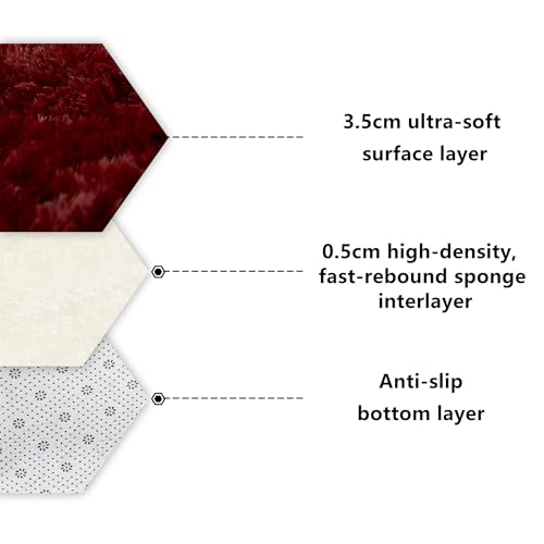 Tapis de salon moelleux extra doux vin rouge grand format 180x280