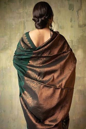 Image of SGF11 Women's Kanjivaram Soft Cotton Linen Silk Saree With Blouse Piece