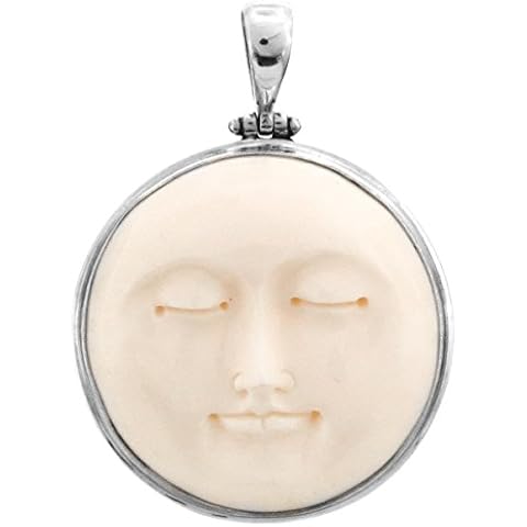 Carved Bison Bone and 925 Sterling Silver Pendant Cover