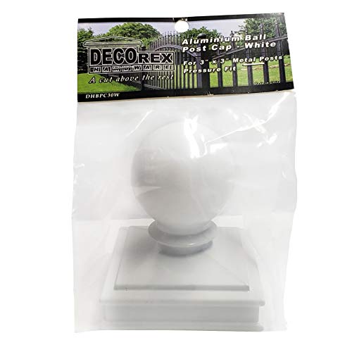 3" x 3" Aluminium Ball Top Post Cap for Metal Posts - Pressure Fit - White - Thumbnail 2