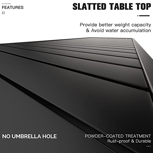 Purple Leaf 6-8 Person Outdoor Dining Table With Height Adjustable Feet And Slatted Tabletop Large Aluminum Rectangle Patio Table For Garden Porch Deck #TOP3
