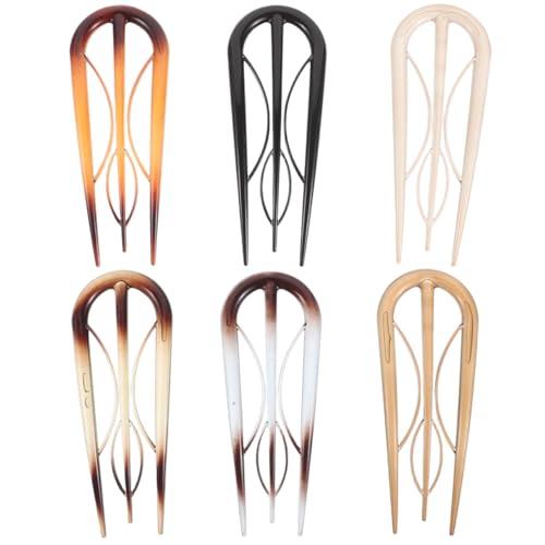 FRCOLOR 6Pcs French Hair Pins 4‌″ Medium Hair Styling Pins for Thin Thick Hair Internal U Shaped Teeth Hair Stick for for Women Buns Decorative Clips Wedding Party Daily Hair Accessories