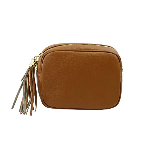 Sac à bandoulière messenger cuir véritable zippé femme taille moyenne