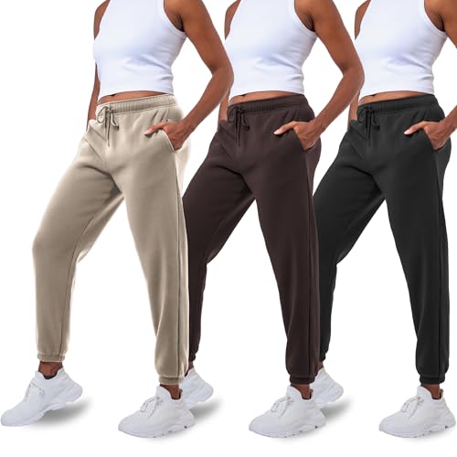 Common Stitch 3 Pack Sweatpants Women, Cozy Womens Sweatpants, Fleece