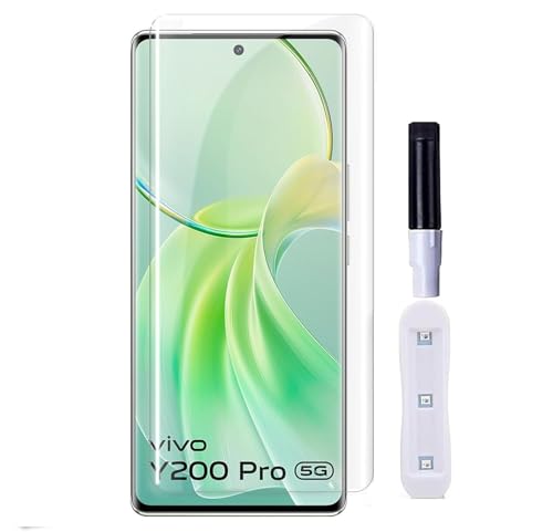 Image of Raayan UV Tempered Glass For Vivo Y200 Pro Screen Protector Full Adhesive UV Glue Curved Edge to Edge Full Screen Coverage - Easy Installation