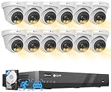 4COVR 4K PoE Security Camera System 16 Channel, 2-Way Talk & Smart Full Color Night Vision, AI Smart Detection, 4TB NVR Surveillance for Business, 12X 8MP Commercial Dome IP Camera IP67, LY97KA8M1612