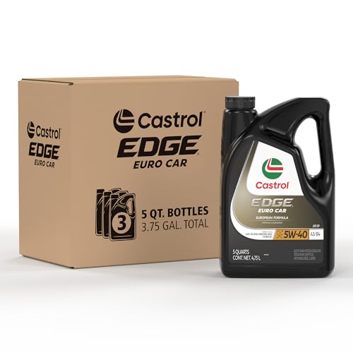 Castrol EDGE Euro 5W-40 A3/B4 Advanced Full Synthetic Motor Oil 5 Quarts Pack of 3