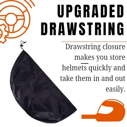 Image of Polyester Helmet Cover - Protects from Dust, Rain, Scratches | Dustproof Waterproof Lightweight and Durable Secure Universal Size Helmet Storage Bag for Motorcycles
