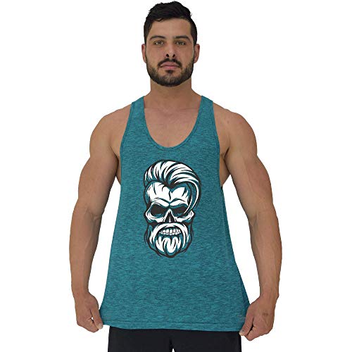 Regata Cavada Masculina MXD Conceito Caveira com Moicano (Nuno Azul, GG)