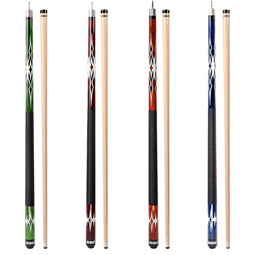 GSE Games & Sports Expert 58' 2-Piece Canadian Maple Hardwood Billiard Pool Sticks, Set of 4 Pool...