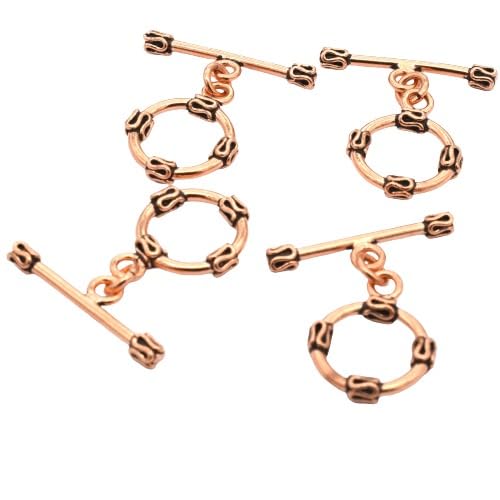 4 Sets 16X28mm Bali Toggle Clasp Oxidized Copper Jewelry Making