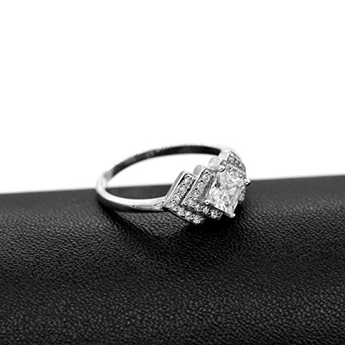 Uloveido Women's Platinum Plated Cubic Zirconia Ring, Simulated Diamond Anniversary Ring for Women WX0154