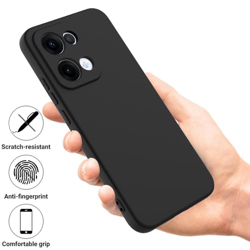 Image of Casotec Back Cover for Oppo Reno13 5G | Full Camera Protection | Premium Liquid Silicon Case | Flexible Bumper Case for Oppo Reno13 5G (Black)