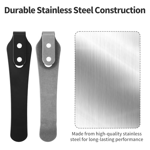 Image of Gosknor 2pcs Stainless Steel Pocket Clip, 2.36 Inch Length Deep Carry Pocket Clip Replacement with Screws Knife Holder Tools Accessories for Men