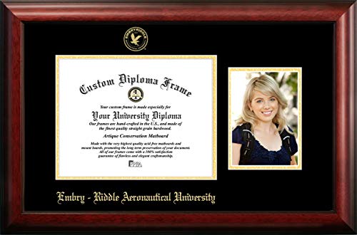 NCAA Embry Riddle Eagles Unisex Embry Riddle University 11 x 8.5 Inches Gold Embossed Diploma Frame with 5 x 7 Inches Portrait Gold Embossed Diploma Frame with 5 x 7 Inches Portrait Brown One Size