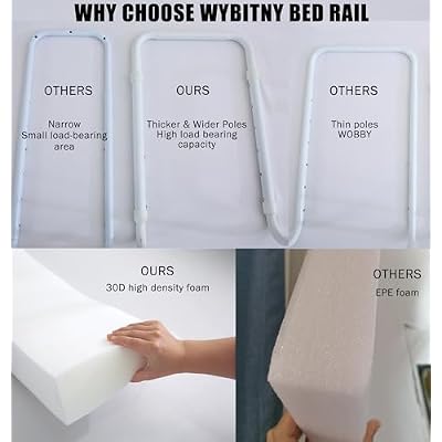 Bed Guard Rail for Toddlers, 43inch Foam Padded Side Rail for Queen King Twin Full Size Bed, Bedrail for Toddler, Kids Cosleep Bed Railing