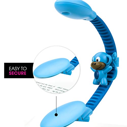 Withit French Bull Usb Rechargeable Clip On Book Light – Light Blue Monkey – Led Reading Light For Books, Ebooks, Reduced Glare, Lightweight - Integrated Usb Plug, Rechargeable Battery Included #TOP1