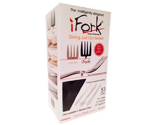 iFork Plastic Flatware - As Seen On Shark Tank (Clear, 51-Piece Plastic Line)