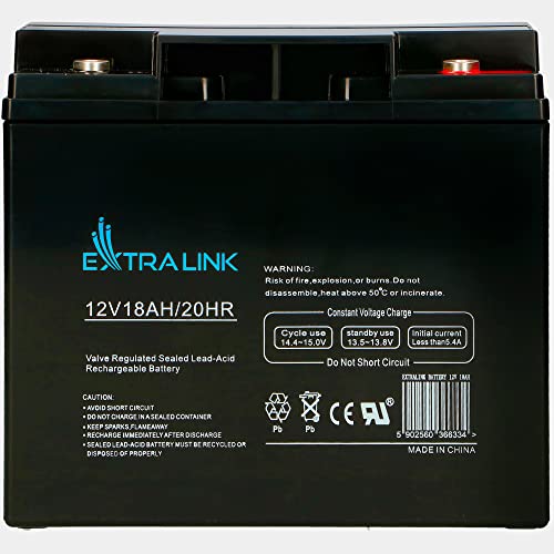 Extralink AGM Batterie 12V 18Ah wartungsfrei auslaufsicher Deep Cycle langlebige Versorgungsbatterie für Photovoltaik Wohnmobil USV Inselanlage & Notstromversorgung