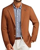 PJ PAUL JONES Mens Linen Cotton Blazer Casual Sport Coats and Blazers Suit Jacket Caramel Burnt Orange L