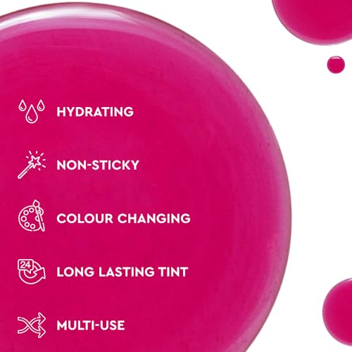 Image of Kiro PH-Play Color Changing Lip & Cheek Oil - Raspberry Ripple, 5.5ml | Hydrating, Skin Brightening, Reduce Fine Lines | Non-Sticky, Non Greasy | Skin Care Infused with Moringa, Rosehip & Avocado Oils