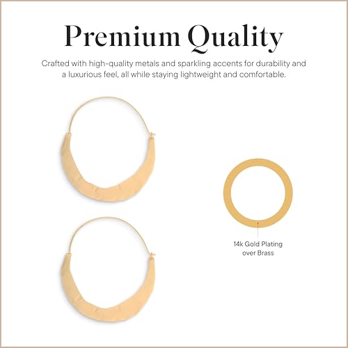 Rocksbox Birk Hoop Earrings - Gold Hoops for Women - 14k Gold Plating - Premium Quality Jewelry - 2"3