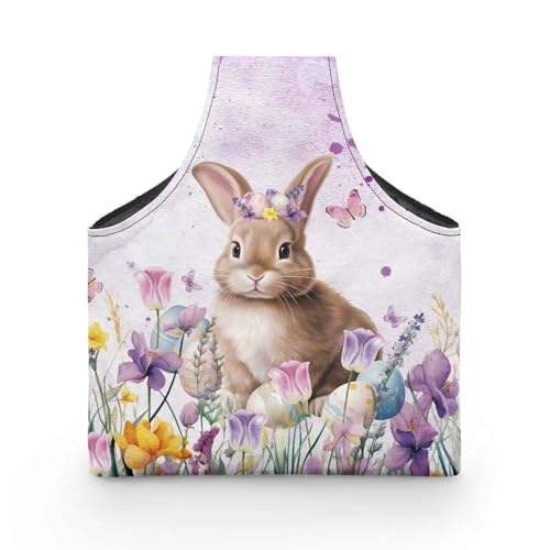 Image of KUIFORTI Cute Bunny Yarn Bag Easter Crochet Tote Bag Floral Yarn Storage Bag Organizer Travel Wrist Bag Lightweight Yarn Tote Bags for Crocheting on The Go Gifts for Mom Outdoors