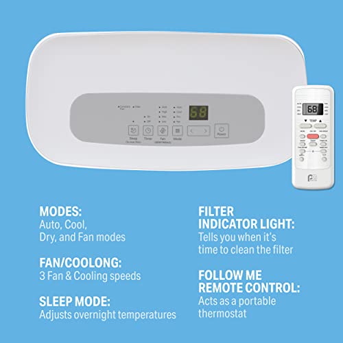 Perfectaire 2Port12000 12,000 Btu/6,500 Sacc Compact Portable Air Conditioner With Full-Function Remote For Medium Rooms, White, 115V - Cec #TOP4