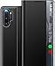 Handyhülle für Samsung Galaxy Note 10 Plus Hülle Klappbar, Clear View Spiegel Flip Leder Note 10 Plus Hüllen, Extra-Dünn Standfunktion Schutzhülle Case Cover für Samsung Note 10+ 5g (Schwarz)