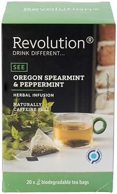 REVOLUTION TEA® Southern Mint [THE ORIGINAL] – Oregon Spearmint & Peppermint – Premium Full Leaf Tea – Biodegradable Infuser Tea Bags – Herbal Tea – Naturally Caffeine Free – 20 Bags